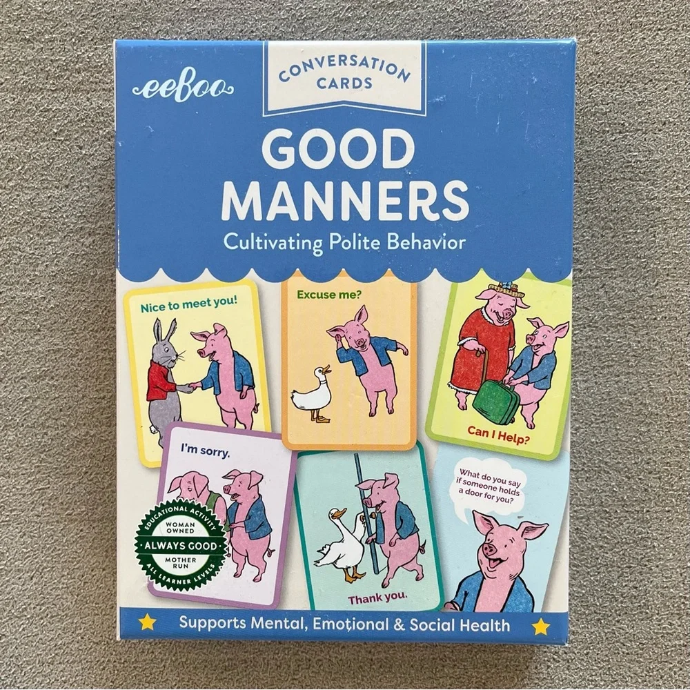 eeBoo Good Manners Conversation Flash Cards NWT Etiquette Game Polite Behavior